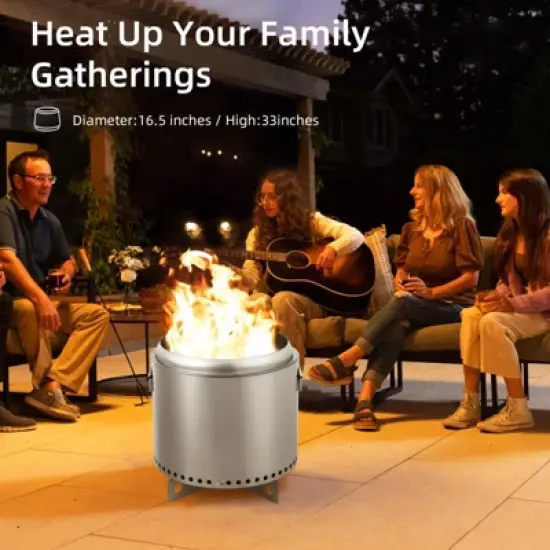 Smokeless Fire Pit with Removable Ash Pan, Fire Poker Included - Compact Design image {7}