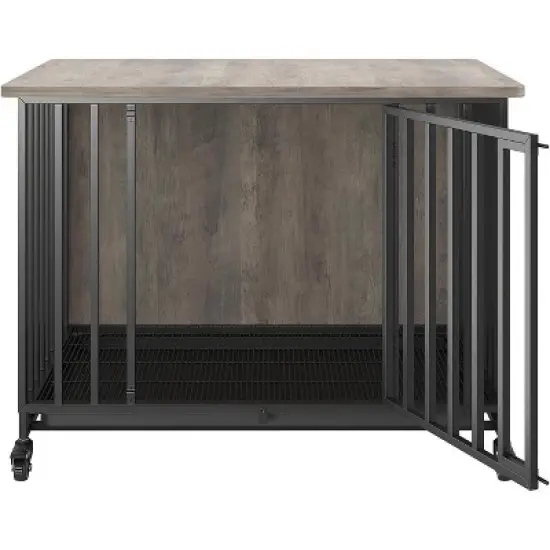 Acekool 39'' Heavy Duty Dog Crate Furniture with Wheels, Removable Tray, Wooden Pet Kennel & Decorative End Table for Small to Large Dogs image {2}