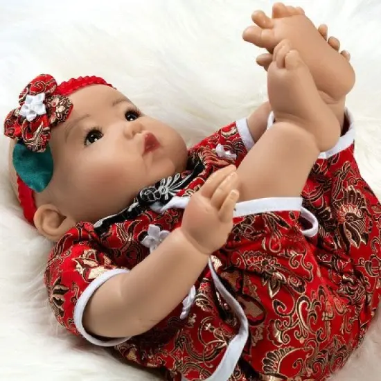 Paradise Galleries Lifelike Reborn Baby Doll Mei, 20 inch Girl in GentleTouch Vinyl & Weighted Body, 4-Piece Set image {2}
