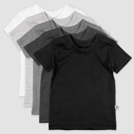Honest Baby Boys' 5pk Organic Cotton Short Sleeve T-Shirt - Gray image {5}