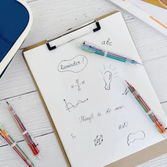 Wrapables Multi-Color 6-in-1 Retractable Ballpoint Pens for School, Office, Stationery (Set of 8), Bright image {5}