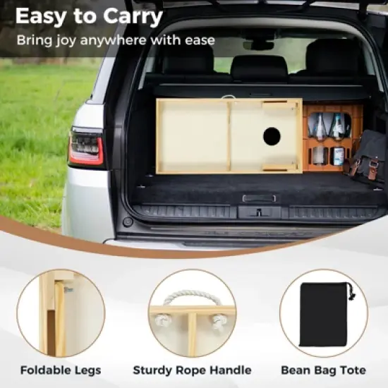 Costway 1/2 PCS 4'x2' Portable Corn Hole Game Board Includes 8 Bean Bags Solid Wood image {7}