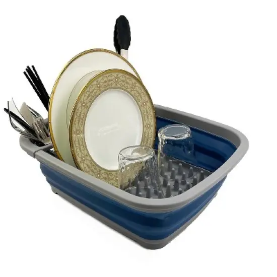 SAMMART 8L (2.11Gallons) Collapsible Plastic Dish Drainer - Foldable Drying Rack image {9}