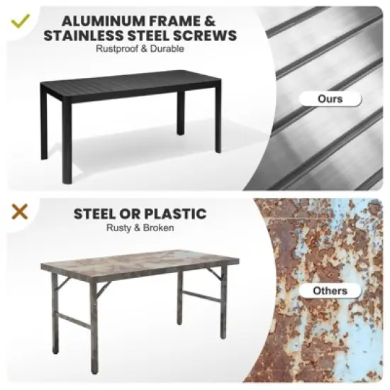 Crestlive Products 6 Person Aluminum Outdoor Dining Set Rectangular Expandable Dining Table with chairs Waterproof Rust-Proof All Weather image {10}