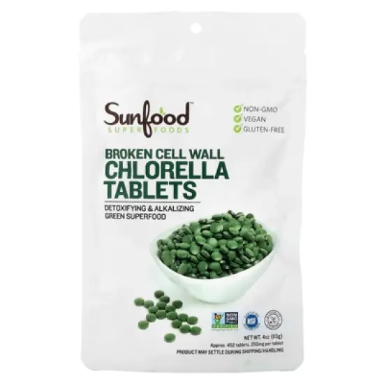 Sunfood Broken Cell Wall Chlorella Tablets, 452 Tablets, 4 oz (113 g) image {2}