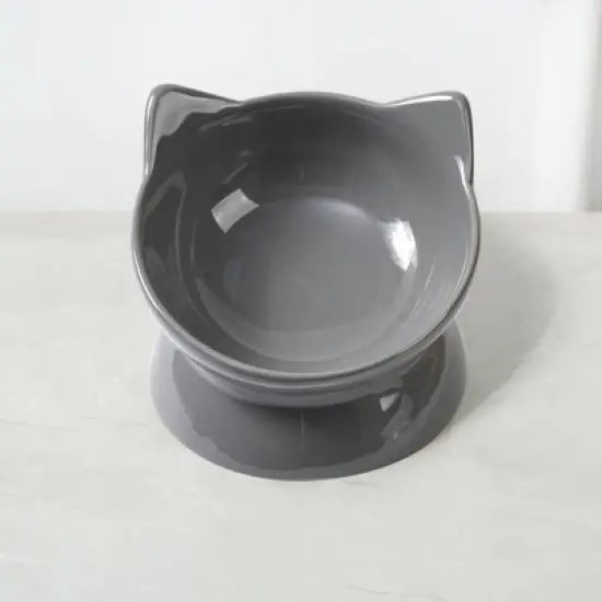 Park Life Designs 2c Oscar Tilt Cat Bowl - Gray image {2}