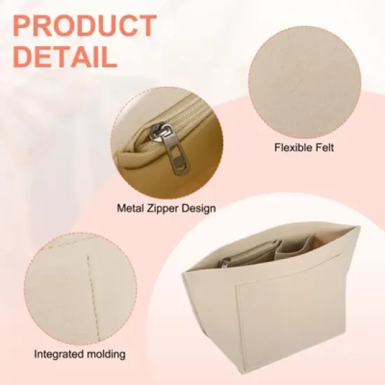 Unique Bargains Felt Makeup Bags and Organizers Multiple Compartments Purse Insert image {2}