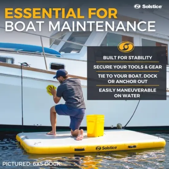 Solstice 8 x 5 ft Heavy Duty Inflatable Floating Dock Water Lounger Rafting Platform Table Bed w/Pump & Storage Bag for Lakes, Pools, & Rivers, Multi image {2}