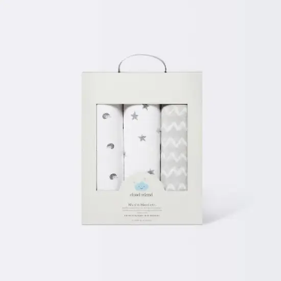 Muslin Swaddle Blankets Hedgehog 3pk - Cloud Island&trade; image {2}