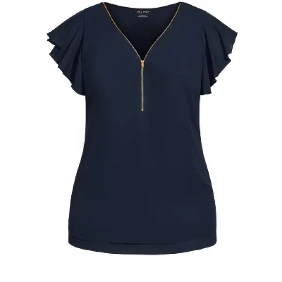 Women's Plus Size Zip Fling Top - navy | CITY CHIC image {2}