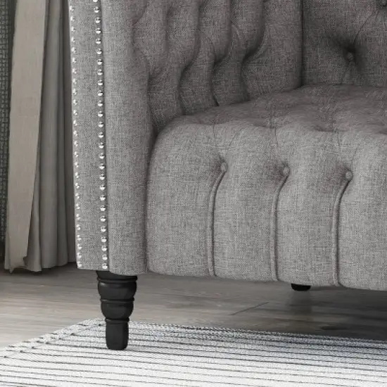 Barneyville Traditional Chesterfield Sofa Gray - Christopher Knight Home image {5}