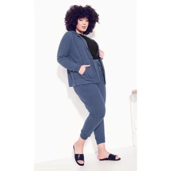 Women's Plus Size Plain Hacci Jacket - navy | ZIM & ZOE image {3}