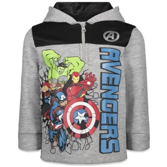 Marvel Spider-Man Captain America Hulk Black Panther Miles Morales Venom Iron Man Half Zip Hoodie Toddler to Little Kid image {9}