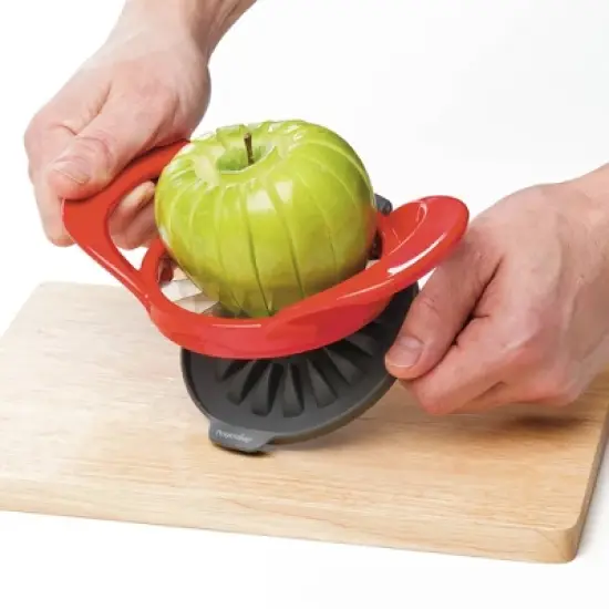 Prepworks Thin Apple Slicer: Stainless Steel Fruit & Mandolin Slicer, Dishwasher-Safe, Red image {3}