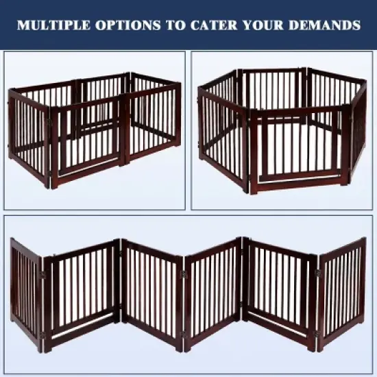Costway Folding Free Standing 3 Panel Wood Pet Dog Safety Fence image {3}