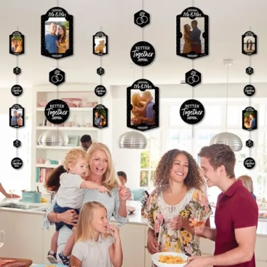 Big Dot of Happiness Mr. and Mrs. - Black and White Wedding or Bridal Shower Vertical Photo Garland 35 Pieces image {4}