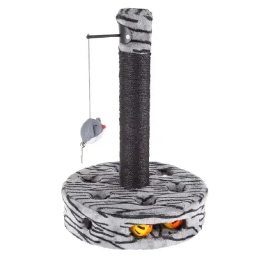 Cat Scratching Post - Interactive Play Area with Sisal Rope Scratcher and Hanging Toy for Indoor Cats - Scratch Tree for Pets by PETMAKER (Black/Gray) image {8}