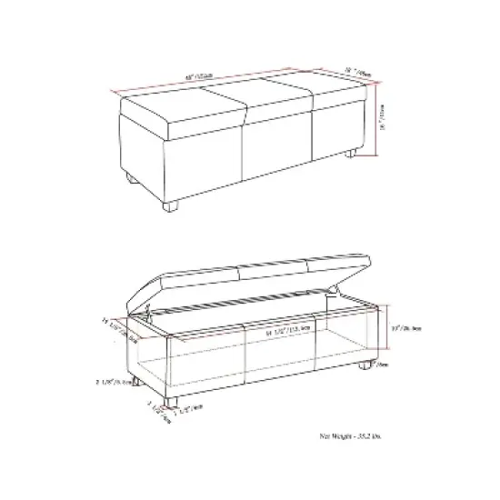 48" Franklin Storage Ottoman Bench - WyndenHall image {7}