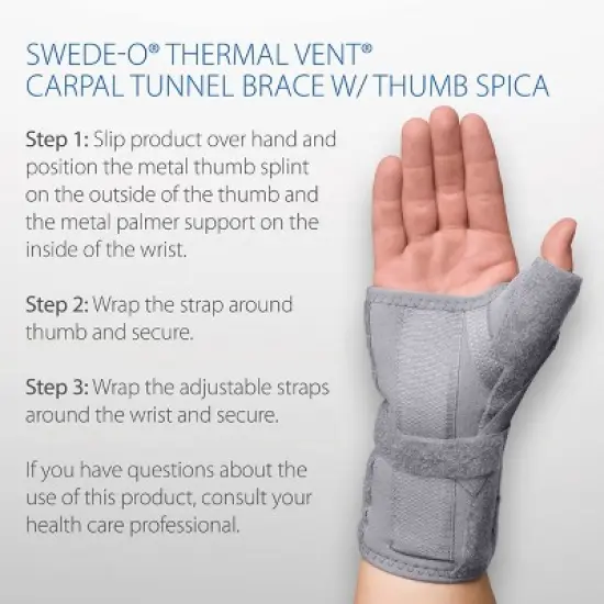 Swede-O Thermal Vent Carpal Tunnel Brace w/ Thumb Spica image {4}
