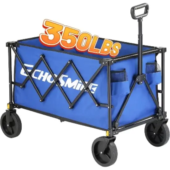 Acoinel Heavy Duty 350 Lbs Capacity Collapsible Wagon, Outdoor Folding Camping Wagons, Grocery Portable Utility Cart, Adjustable Rolling Carts image {6}