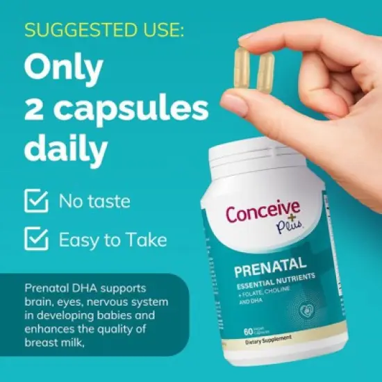 Conceive Plus Prenatal Multivitamin + Choline, DHA, Non GMO - 60ct image {5}