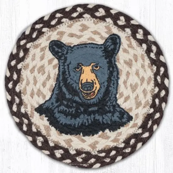 Earth Rugs Bear Printed Round Jute Trivet &ndash; 10" Rustic Accent with Heat-Resistant Eco-Friendly Braided Natural Design image {3}