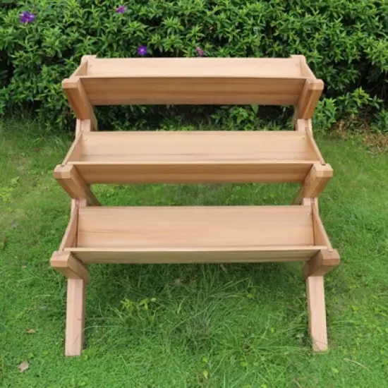 39" Wide Rectangular Planter 3 Tier Brown - Merry Products image {5}