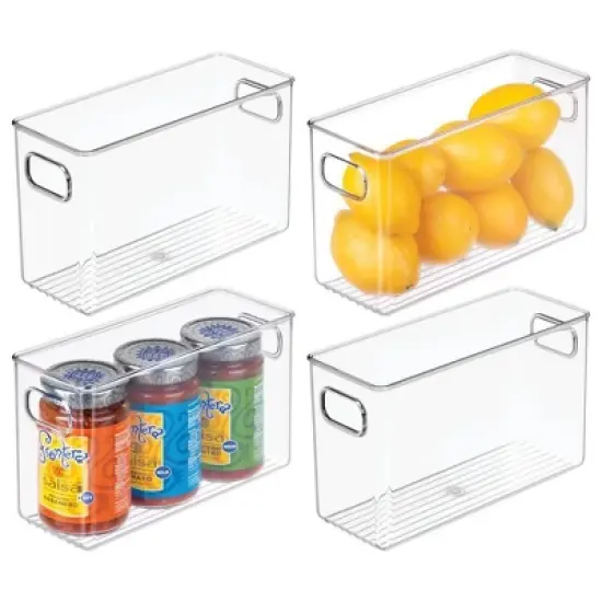 iDesign Set of 4 Pantry Storage Bins with Handles - Clear image {8}