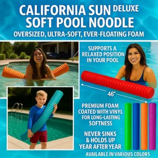 California Sun Deluxe Unsinkable Ultra Soft Foam Cushion Pool Noodle image {2}