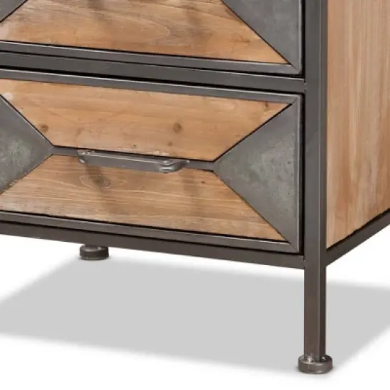 Laurel Wood 3 Drawer Nightstand Gray/Brown - Baxton Studio image {4}