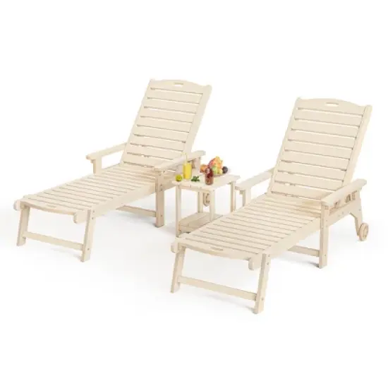 Arceso Outdoor Chaise Lounge, 79'' Oversized HDPS Lounger, 5 Positions Adjustable Lounge Chairs, Pool Lounge Chair with Wheels for Poolside, Backyard image {16}