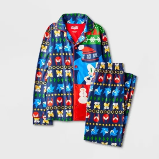 Boys' Sonic the Hedgehog Coat Pajama Set - Navy Blue image {3}