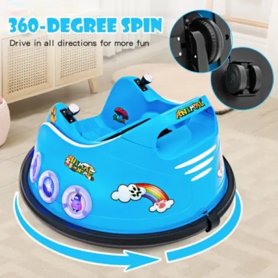 Costway 12V Kids Ride on Bumper Car Remote Control w/ Flashing LED Light & Music image {4}