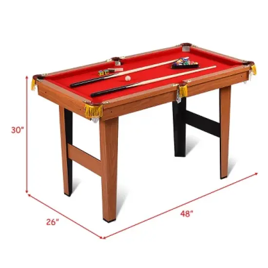 Costway 48'' Mini Table Top Pool Table Game Billiard Set Cues Balls Gift Indoor Sports image {9}