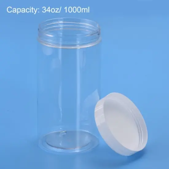 Unique Bargains Round Clear Plastic Empty Jars with White Screw Lid for Storage 4 Pcs image {3}