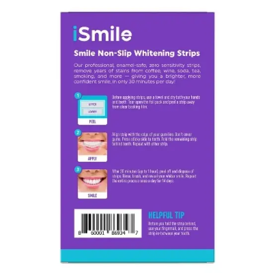 iSmile Teeth Whitening Strips Kit - Coconut and Mint Oil - 44ct image {1}