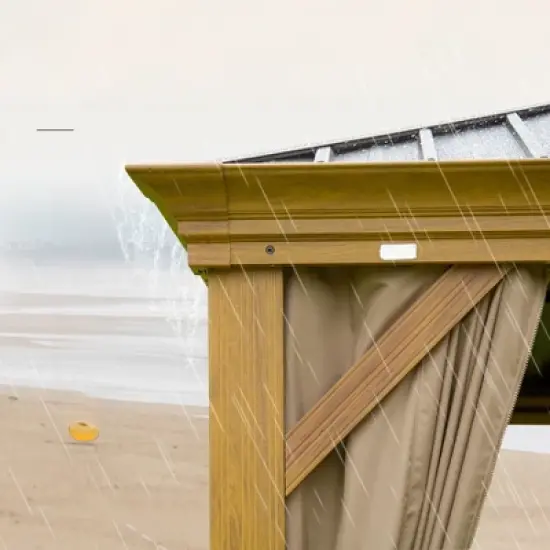 DSVIMOY 14'x20' Patio Hardtop Gazebo with Double Roof and Netting, Large Pavilion Gazebo for Patio Deck Garden, Yellow, 233.76"*165.6"*126.42" image {3}