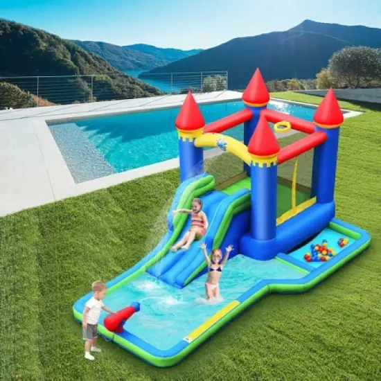 Costway Inflatable Bouncer Climbing Slide Bounce House Water Park BallPit Without Blower image {3}