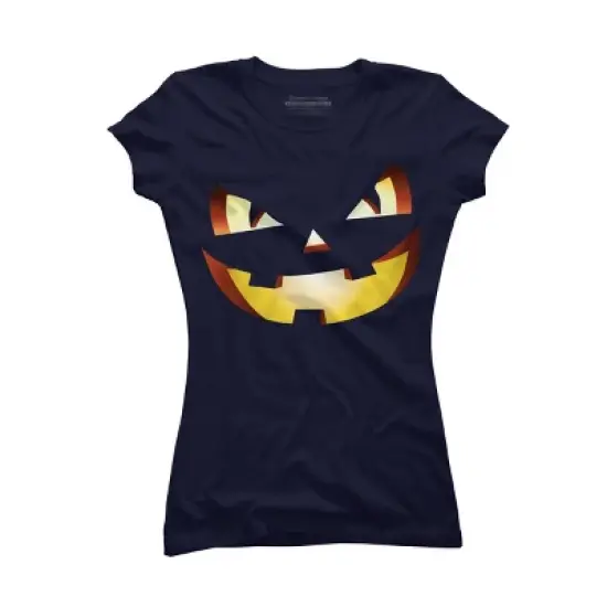 Junior's Design By Humans Halloween Pumpkin Evil Smiley Face By artdim T-Shirt image {3}