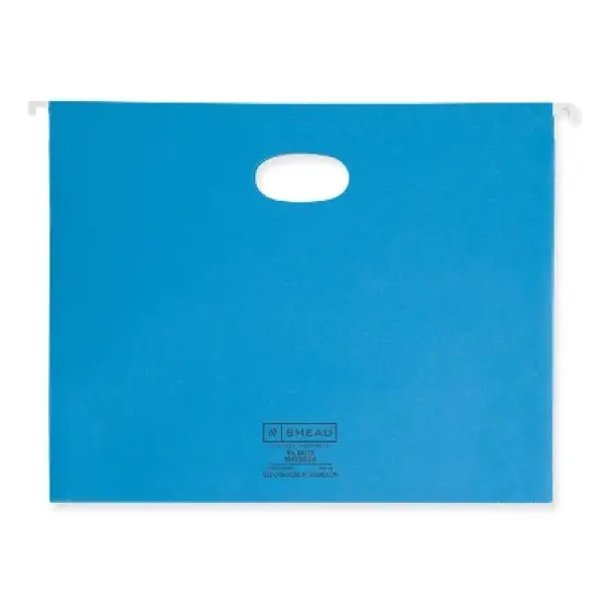 Smead Hanging Pockets with Full-Height Gusset, 1 Section, 2" Capacity, Letter Size, 1/5-Cut Tabs, Sky Blue, 25/Box image {1}