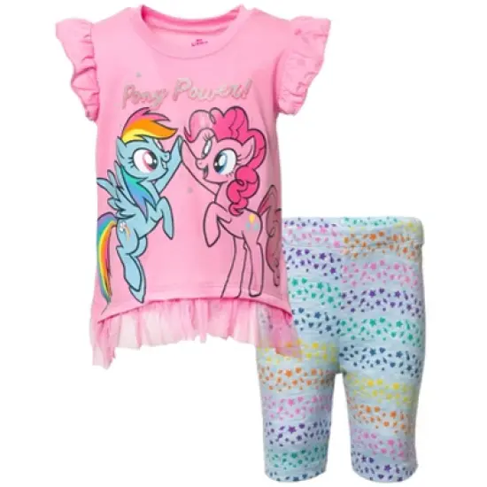 My Little Pony Pinkie Pie Rainbow Dash Girls T-Shirt and Bike Shorts Outfit Set Toddler image {7}