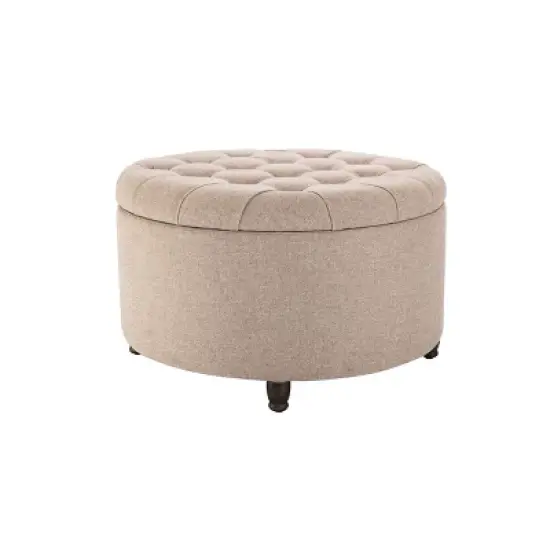 Large Round Tufted Storage Ottoman with Lift Off Lid - WOVENBYRD image {23}