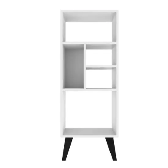 42.32" Mid-High Warren Bookshelf White/Black - Manhattan Comfort image {3}