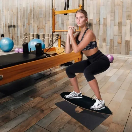 Costway Wooden Balance Board Trainer Wobble Roller for Exercise Sports Training Equipment image {3}