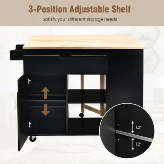 Tangkula Kitchen Island Cart Rolling Serving Trolley w/ Drop Leaf Spice Rack Shelves image {5}