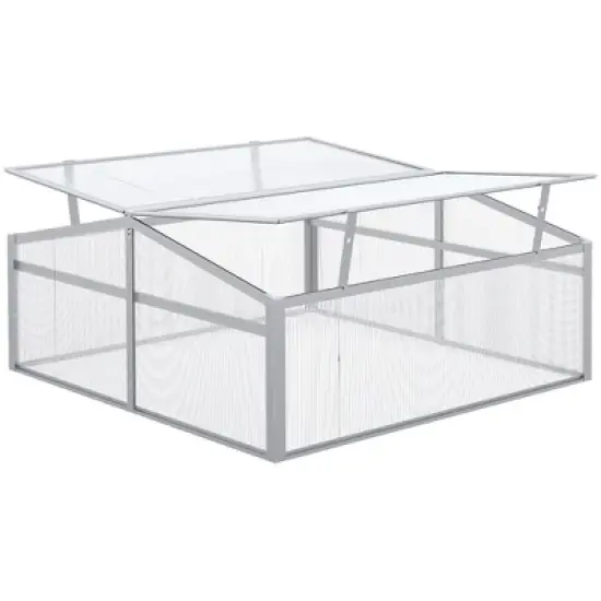 Outsunny 39" Aluminum Vented Cold Frame Mini Greenhouse Kit with Adjustable Roof, Polycarbonate Panels, & Strong Design image {3}