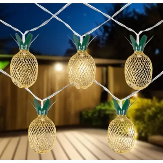 Northlight 10 B/O LED Warm White Gold Pineapple String Lights - 3' Clear Wire image {1}