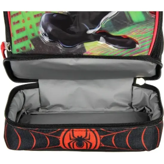 Marvel Spider-Man Comic Superhero Dual Compartment Soft Lunch Kit Black image {2}