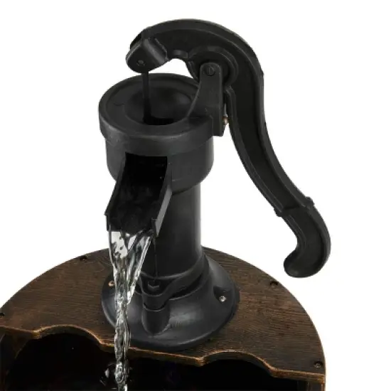 40" Three Tier Pump and Barrels Fountain Brown - Alpine Corporation image {6}