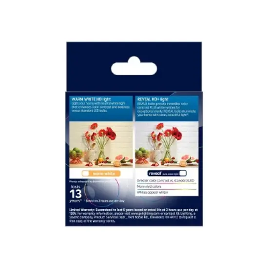 GE 2pk 2.5 Watts Color Select Warm White or Reveal Medium Base Reveal LED Light Bulbs image {1}